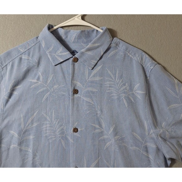 Tommy Bahama Camp Shirt Mens L Blue Silk Floral Hawaiian Relax Beach Party - Picture 2 of 7